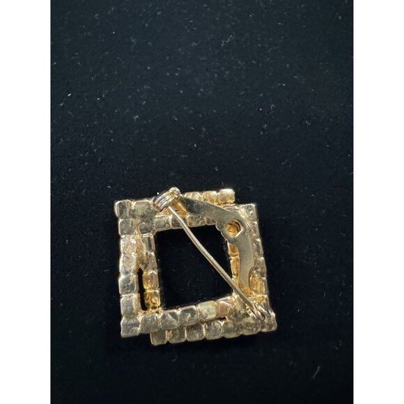 Vintage Square Rhinestone Brooch Pin - Retro Sparkle & Bling for Your Boring Jac - Picture 3 of 4